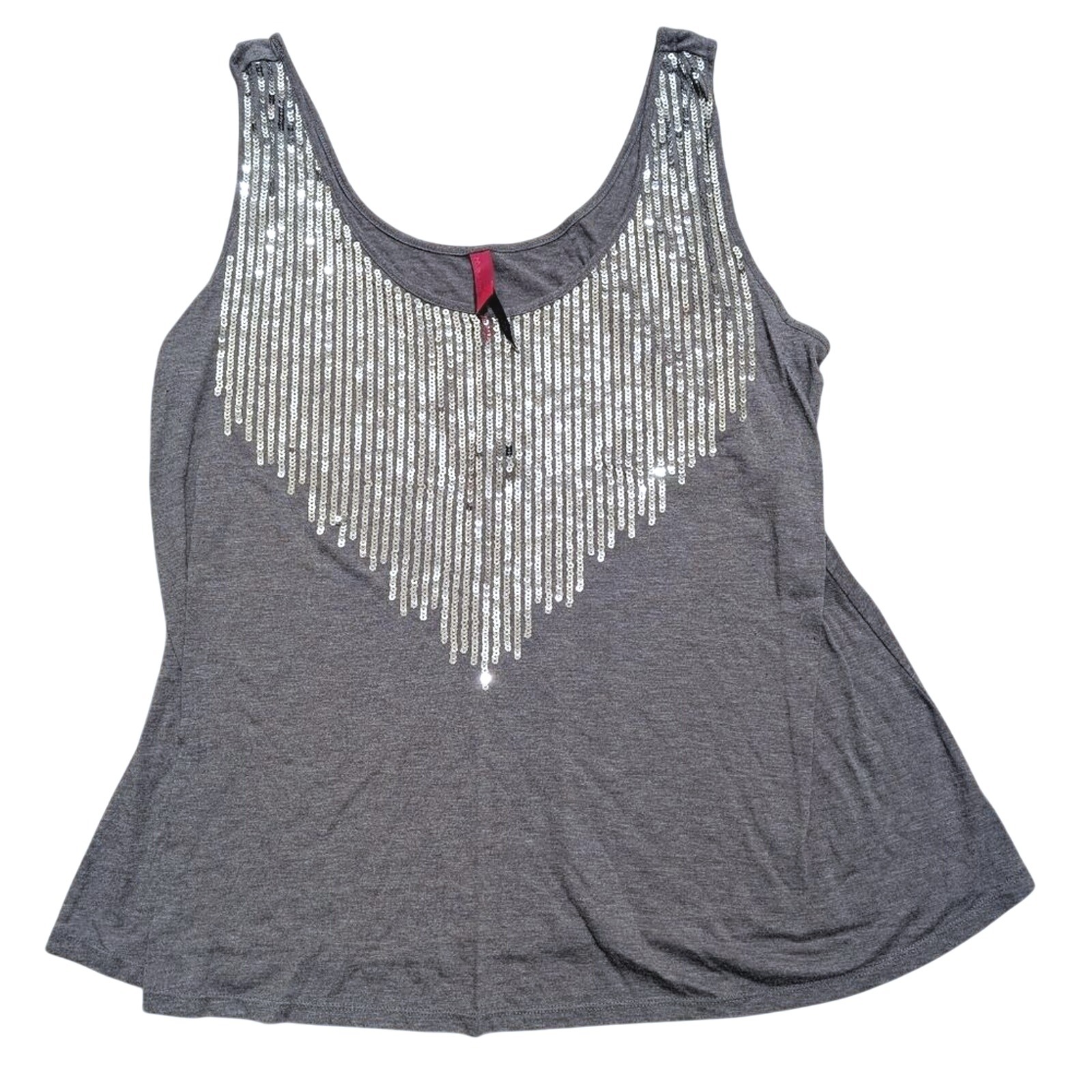 Pure Energy Plus 2 2x 18 20 Tank Top Sequined Silver Gray Grey